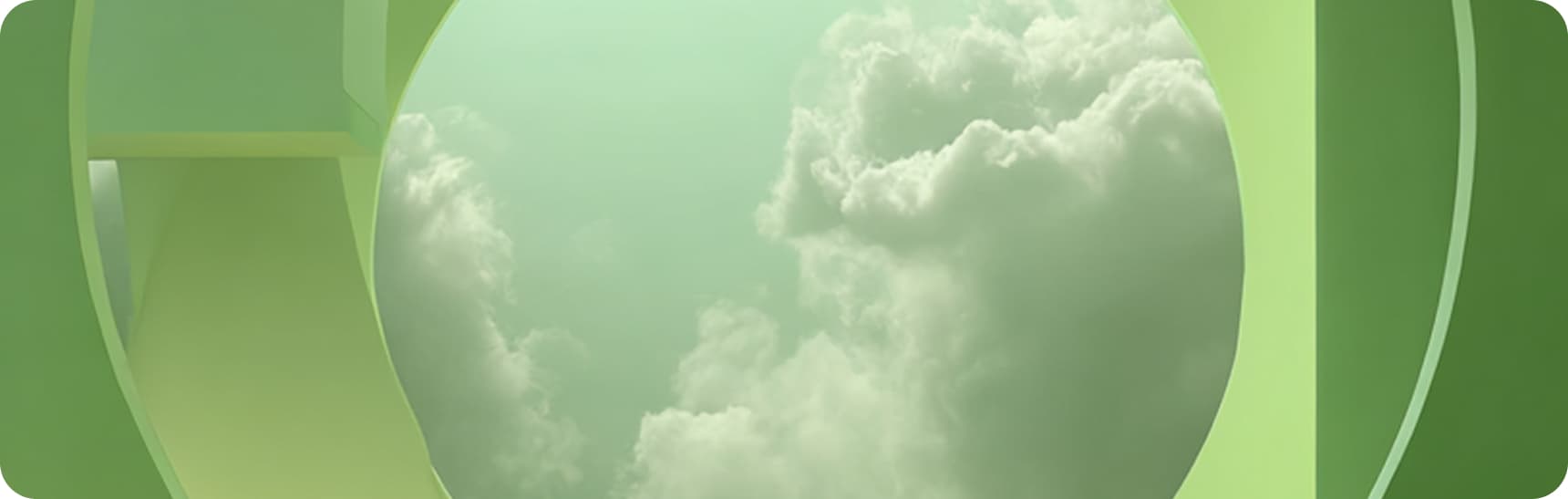 Set verde 3D con cielo nublado